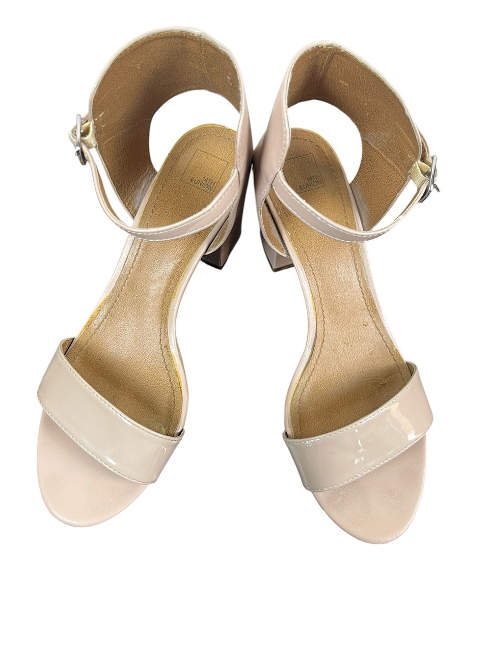 14th & Union Beige Patent Ankle Strap Heels Women's size 8 - Picture 4 of 12